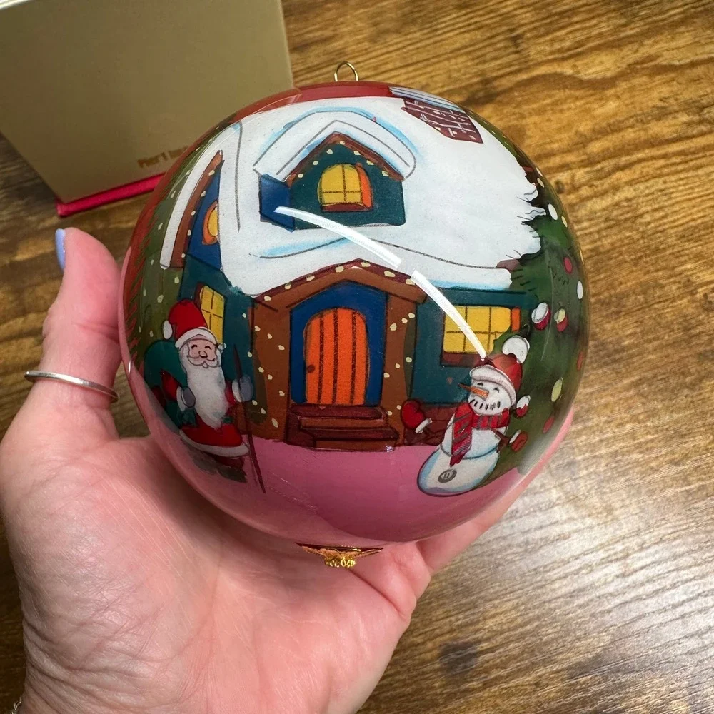 Pier 1 Li Bien‎ 2024 Christmas Ornament Hand Painted Glass Santa Snowman Red Box